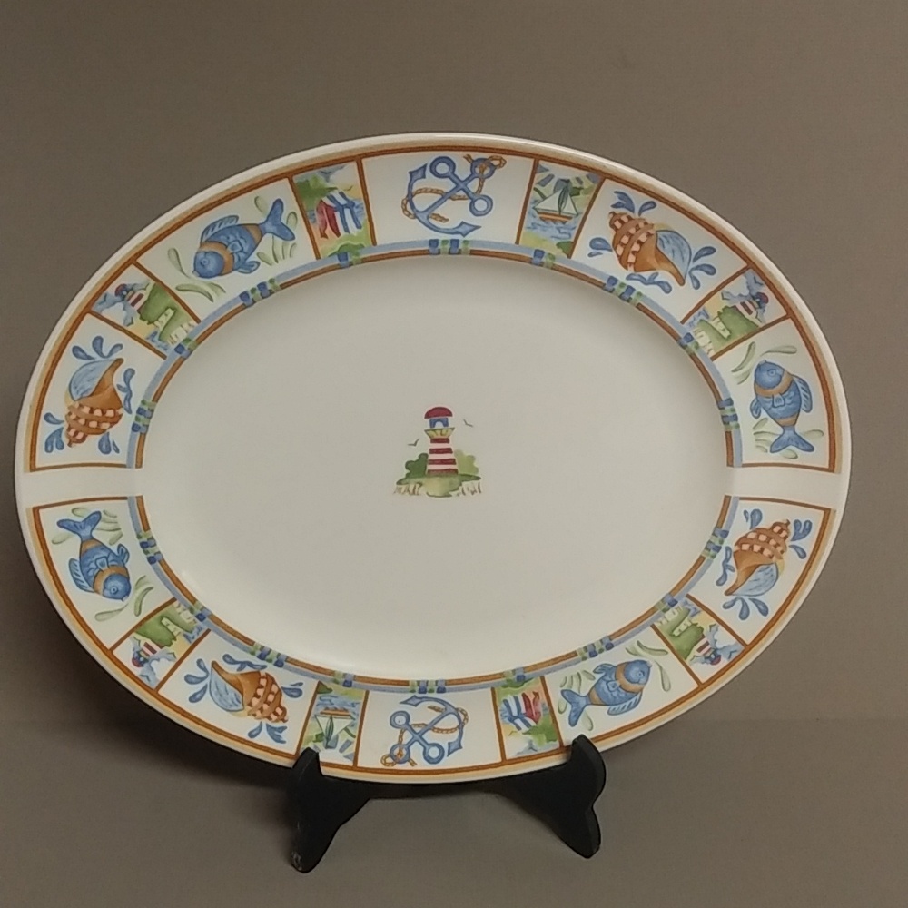 Vintage Johnson Brothers 1998 Seaside Oval Serving platter 12 1/8" x 10 1/4"